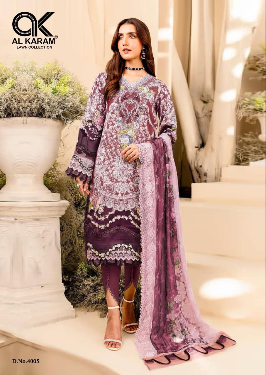 Firdous Vol 4 By Al Karam Cotton Printed Pakistani Dress Material Wholesale Online
